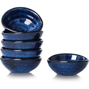 imagevicrays Ceramic Dipping Sauce Bowls  Small Charcuterie Dip Cups Cooking Prep Condiment Oil Dish Mini Tapas Plates for Soy Sushi Salsas Wasabi Appetizer Dessert  Set of 6 BlueBlue