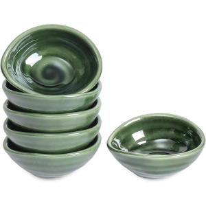 imagevicrays Ceramic Dipping Sauce Bowls  Small Charcuterie Dip Cups Cooking Prep Condiment Oil Dish Mini Tapas Plates for Soy Sushi Salsas Wasabi Appetizer Dessert  Set of 6 BlueGreen