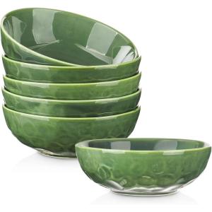 imagevicrays Ceramic Salad Bowls Set for Kitchen Serving  32 Ounce Soup Bowls Pasta Bowls Chip Resistant Dishwasher Microwave Safe Large Fluted stoneware Set of 6 yellowGreen