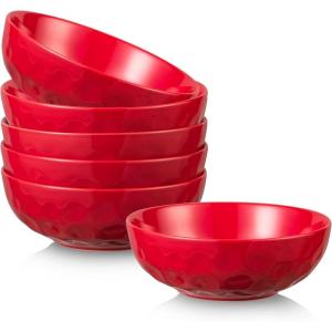 imagevicrays Ceramic Salad Bowls Set for Kitchen Serving  32 Ounce Soup Bowls Pasta Bowls Chip Resistant Dishwasher Microwave Safe Large Fluted stoneware Set of 6 yellowScarlet Red