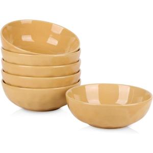 imagevicrays Ceramic Salad Bowls Set for Kitchen Serving  32 Ounce Soup Bowls Pasta Bowls Chip Resistant Dishwasher Microwave Safe Large Fluted stoneware Set of 6 yellowYellow
