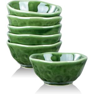 imagevicrays Ceramic Small Dessert Bowls Set  10 oz Set of 6 Microwave Oven and Dishwasher Safe for Rice Ice Cream Soup Snacks Cereal Chili Side Dishes etc Kitchen Bowls SetGreenGreen