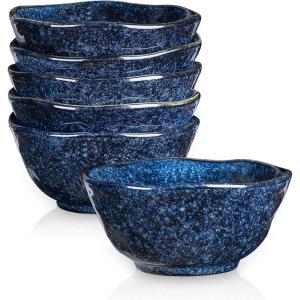 imagevicrays Ceramic Small Dessert Bowls Set  10 oz Set of 6 Microwave Oven and Dishwasher Safe for Rice Ice Cream Soup Snacks Cereal Chili Side Dishes etc Kitchen Bowls SetGreenBlue