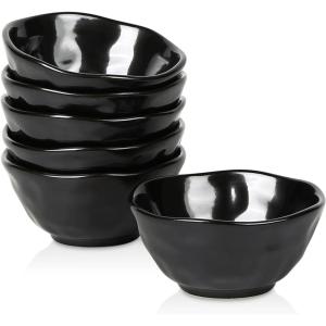 imagevicrays Ceramic Small Dessert Bowls Set  10 oz Set of 6 Microwave Oven and Dishwasher Safe for Rice Ice Cream Soup Snacks Cereal Chili Side Dishes etc Kitchen Bowls SetGreenBright Black