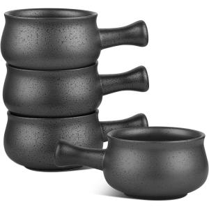 imagevicrays French Onion Soup Bowls With Handles 26 Ounce for Soup Chili Beef Stew Chip Resistant Dishwasher Microwave Safe Set of 4 BlueGray