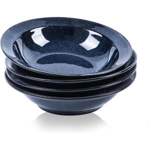 imagevicrays Wide Rim Soup Bowls  27oz Ceramic Pasta Plates Bowl Set of 4 for Gumbo Salad Spaghetti Dipping Bread Dishes Home Restaurant Use  Microwave Dishwasher Oven Safe  Blue