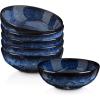 imagevicrays Ceramic Salad Bowls Set for Kitchen Serving  32 Ounce Soup Bowls Pasta Bowls Chip Resistant Dishwasher Microwave Safe Large Fluted Stoneware Set of 6 Cherry RedBlue