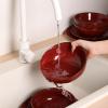 imagevicrays Ceramic Salad Bowls Set for Kitchen Serving  32 Ounce Soup Bowls Pasta Bowls Chip Resistant Dishwasher Microwave Safe Large Fluted Stoneware Set of 6 Cherry RedCherry Red
