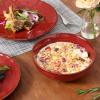 imagevicrays Ceramic Salad Bowls Set for Kitchen Serving  32 Ounce Soup Bowls Pasta Bowls Chip Resistant Dishwasher Microwave Safe Large Fluted Stoneware Set of 6 Cherry RedCherry Red