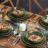 imagevicrays Ceramic Salad Bowls Set for Kitchen Serving  32 Ounce Soup Bowls Pasta Bowls Chip Resistant Dishwasher Microwave Safe Large Fluted Stoneware Set of 6 Cherry RedGreen