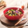 imagevicrays Ceramic Salad Bowls Set for Kitchen Serving  32 Ounce Soup Bowls Pasta Bowls Chip Resistant Dishwasher Microwave Safe Large Fluted Stoneware Set of 6 Cherry RedScarlet Red