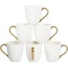 imagevicrays Coffee Mug Set 12 Ounce Set of 6 Ceramic Mug for Men Women Unique Glazed Mugs with Handle for Coffee Tea Milk Cocoa Cereal BlackWhite with Golden