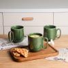 imagevicrays Ceramic Coffee Mug Set  18 Ounce Large Stoneware Mug for Men Women  Unique Glazed Porcelain Mugs with Handle for Coffee Latte Tea Milk Cocoa  Set of 4 GreenGreen