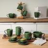 imagevicrays Ceramic Coffee Mug Set  18 Ounce Large Stoneware Mug for Men Women  Unique Glazed Porcelain Mugs with Handle for Coffee Latte Tea Milk Cocoa  Set of 4 GreenGreen