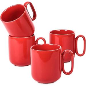 imagevicrays Ceramic Coffee Mug Set  18 Ounce Large Stoneware Mug for Men Women  Unique Glazed Porcelain Mugs with Handle for Coffee Latte Tea Milk Cocoa  Set of 4 GreenRed