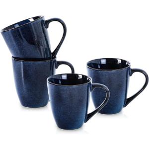 imagevicrays Ceramic Coffee Mug Set  18 Ounce Large Stoneware Mug for Men Women  Unique Glazed Porcelain Mugs with Handle for Coffee Latte Tea Milk Cocoa  Set of 4 GreenBlue