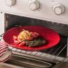 imagevicrays Ceramic Dinner Plates Set 105 Inch Set of 6 Round Microwave Oven Dishwasher Safe Porcelain Fluted Suitable for Steak Pasta Pizza Home Party Restaurant YellowScarlet Red