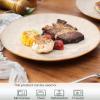 imagevicrays Ceramic Dinner Plates Set 105 Inch Set of 6 Round Microwave Oven Dishwasher Safe Porcelain Fluted Suitable for Steak Pasta Pizza Home Party Restaurant YellowBeige