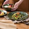 imagevicrays Ceramic Dinner Plates Set 105 Inch Set of 6 Round Microwave Oven Dishwasher Safe Porcelain Fluted Suitable for Steak Pasta Pizza Home Party Restaurant YellowGreenS