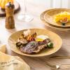 imagevicrays Ceramic Dinner Plates Set 105 Inch Set of 6 Round Microwave Oven Dishwasher Safe Porcelain Fluted Suitable for Steak Pasta Pizza Home Party Restaurant YellowYellow