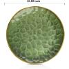 imagevicrays Ceramic Dinner Plates Set 105 Inch Set of 6 Round Microwave Oven Dishwasher Safe Porcelain Fluted Suitable for Steak Pasta Pizza Home Party Restaurant YellowGreenS
