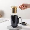 imagevicrays Ceramic Tea Mug Infuser  Large Cup 16 oz Hot Loose Steeping Handle Teacup with Leaf Infuser Spoon Lid  Tall Glazed Strainer Coffee Mug Microwave Safe  GreenBlue