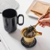 imagevicrays Ceramic Tea Mug Infuser  Large Cup 16 oz Hot Loose Steeping Handle Teacup with Leaf Infuser Spoon Lid  Tall Glazed Strainer Coffee Mug Microwave Safe  GreenBlue