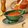 imageVicrays Gravy Boat with Saucer  Large 17oz Ceramic Sauce Boat with Tray Set of 2 for Turkey Salad Dressings Creamer Milk Broth  Thanksgiving Christmas Holiday Serving Dishes  Green