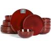 imageVicrays Ceramic 12 Pieces Dinnerware Set  Dinner Plates Salad Plates Cereal Bowls Set Service for 4  Scratch Resistant Microwave Oven Dishwasher Safe  Cherry RedCherry Red