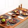 imageVicrays Ceramic 12 Pieces Dinnerware Set  Dinner Plates Salad Plates Cereal Bowls Set Service for 4  Scratch Resistant Microwave Oven Dishwasher Safe  Cherry RedCherry Red