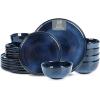 imageVicrays Ceramic 12 Pieces Dinnerware Set  Dinner Plates Salad Plates Cereal Bowls Set Service for 4  Scratch Resistant Microwave Oven Dishwasher Safe  Cherry RedBlue