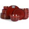 imageVicrays Ceramic 12 Pieces Dinnerware Set  Dinner Plates Salad Plates Cereal Bowls Set Service for 4  Scratch Resistant Microwave Oven Dishwasher Safe  Cherry RedCherry Red