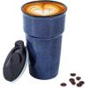 imagevicrays Ceramic Travel Coffee Mug with Lid Insulated Reusable Tall Cup Portable Easy Carrying Coffee Mug for Car Cup Holders Dishwasher Safe 12oz Reactive Glaze Blue