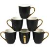 imagevicrays Coffee Mug Set 11 Ounce Set of 6 Ceramic Mug for Men Women Unique Glazed Mugs with Handle for Coffee Tea Milk Cocoa CerealBlack with GoldenBlack with Golden