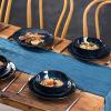 imagevicrays Ceramic Dessert Salad Plates 8 Inch Set of 4 Round Microwave Oven and Dishwasher Safe Scratch Resistant Porcelain Fluted Suitable for Snacks Appetizer Home Restaurant BlueBlue