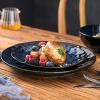 imagevicrays Ceramic Dessert Salad Plates 8 Inch Set of 4 Round Microwave Oven and Dishwasher Safe Scratch Resistant Porcelain Fluted Suitable for Snacks Appetizer Home Restaurant BlueBlue