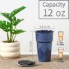 imagevicrays Ceramic Travel Coffee Mug with Lid Insulated Reusable Tall Cup Portable Easy Carrying Coffee Mug for Car Cup Holders Dishwasher Safe 12oz Reactive Glaze Blue