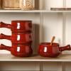 imagevicrays French Onion Soup Bowls With Handles 26 Ounce for Soup Chili Beef Stew Chip Resistant Dishwasher Microwave Safe Set of 4 Cherry RedCherry Red