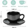 imagevicrays 65 oz Cappuccino Cups with Saucers Set of 4 Ceramic Coffee Cup for Au Lait Double shot Latte Cafe Mocha Tea BlackBright Black