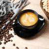 imagevicrays 65 oz Cappuccino Cups with Saucers Set of 4 Ceramic Coffee Cup for Au Lait Double shot Latte Cafe Mocha Tea BlackBright Black
