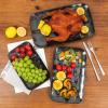 imagevicrays Ceramic Rectangle Serving Platters  14quot 12quot 10quot Porcelain Serving Trays Plates for Party BBQ Appetizers Sushi Dessert  Microwave Oven and Dishwasher Safe  Set of 3 Bright BlackBlack