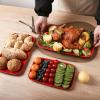 imagevicrays Ceramic Rectangle Serving Platters  14quot 12quot 10quot Porcelain Serving Trays Plates for Party BBQ Appetizers Sushi Dessert  Microwave Oven and Dishwasher Safe  Set of 3 Bright BlackRed