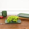 imagevicrays Ceramic Rectangle Serving Platters  14quot 12quot 10quot Porcelain Serving Trays Plates for Party BBQ Appetizers Sushi Dessert  Microwave Oven and Dishwasher Safe  Set of 3 Bright BlackGreen