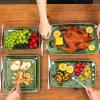 imagevicrays Ceramic Rectangle Serving Platters  14quot 12quot 10quot Porcelain Serving Trays Plates for Party BBQ Appetizers Sushi Dessert  Microwave Oven and Dishwasher Safe  Set of 3 Bright BlackGreen