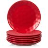 imagevicrays Ceramic Dessert Salad Plates 8 Inch Set of 6 Round Dishwasher Safe NOT Microwave Safe Scratch Resistant Suitable for Appetizer Home Restaurant Black with GoldenRed