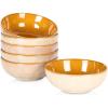 imagevicrays Ceramic Salad Bowls Set for Kitchen Serving  24 Ounce Soup Bowls Pasta Bowls Chip Resistant Dishwasher Safe NOT Microwave Safe Fluted Stoneware Set of 6 Black with GoldenBeige