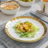 imagevicrays Ceramic Dessert Salad Plates 8 Inch Set of 6 Round Dishwasher Safe NOT Microwave Safe Scratch Resistant Suitable for Appetizer Home Restaurant Black with GoldenWhite with Golden