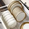 imagevicrays Ceramic Dessert Salad Plates 8 Inch Set of 6 Round Dishwasher Safe NOT Microwave Safe Scratch Resistant Suitable for Appetizer Home Restaurant Black with GoldenWhite with Golden