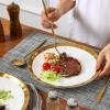 imagevicrays Ceramic Dinner Plates Set 10 Inch Set of 6 Round Dishwasher Safe NOT Microwave Safe Suitable for Steak Pasta Home Party RestaurantBlack with GoldenWhite with Golden