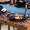 imagevicrays Ceramic Dinner Plates Set 10 Inch Set of 6 Round Dishwasher Safe NOT Microwave Safe Suitable for Steak Pasta Home Party RestaurantBlack with GoldenBlue